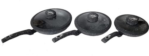 Gran Pierre Bavaria Set mit 3 Antihaft-Pfannen, 20 – 24 – 28 cm, mit 3 Deckeln