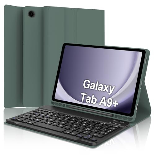 IVEOPPE Tastiera Samsung Galaxy Tab A9 Plus 11, Cover Tastiera Italiano Bluetooth Rimovibile per Samsung Galaxy Tab A9+ 2023 11 Pollici SM-X210/X216/X218, Verde scuro