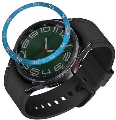 kwmobile Protective Bezel Ring Compatible with Samsung Galaxy Watch 6 Classic 47mm - Aluminum Ring for Smart Watches - Blue/White