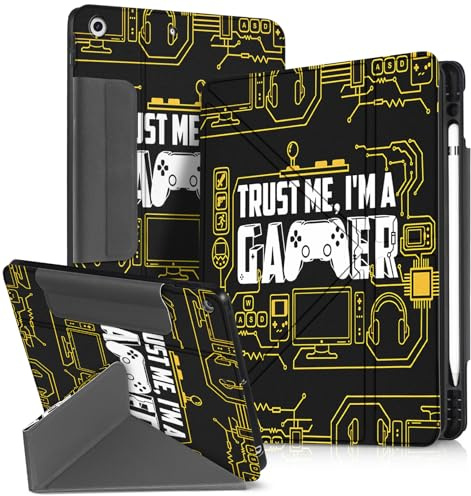Miss Adola for iPad 9th/8th/7th Generation 10.2 Inch Case with Pen Holder for Boys Girls Women Men Cute Cartoon Anime Cool Funny Protector Stand Tablet Cover for Apple i Pad 7/8/9, Gamer