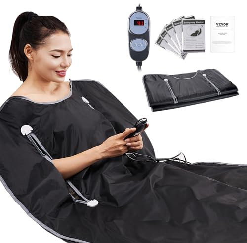 VEVOR 390W Infrarot Saunadecke 1800x800mm Sauna Blanket 1-6 Stufen (35°C-85°C) Infrarotdecke 40-Minuten-Fettverbrennung Heizdecke 5-Schicht-Sicherheitsmaterialien Heizmatte Körper Abnehmen Fitness