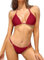 SHEKINI Ensemble bikini pour femme - Triangle classique - Dos nu - Réglable - Brésilien - Taille basse - Tanga - Maillot de bain deux pièces, rouge bordeaux, L