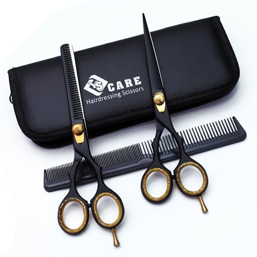 Professionelle Friseurschere, japanische Edelstahl-Salonschere – 16,5 cm – Feinjustierbare Spannschraube – Premium-Schere zum Haarschneiden (Set (6.5))