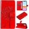 Hancda Case for iPhone 11, Leather Case Wallet Flip Cover with Card Holder Slot Flowers Design Pattern Magnetic Stand Strap Shockproof Protective Phone Case Cover for iPhone 11,Red