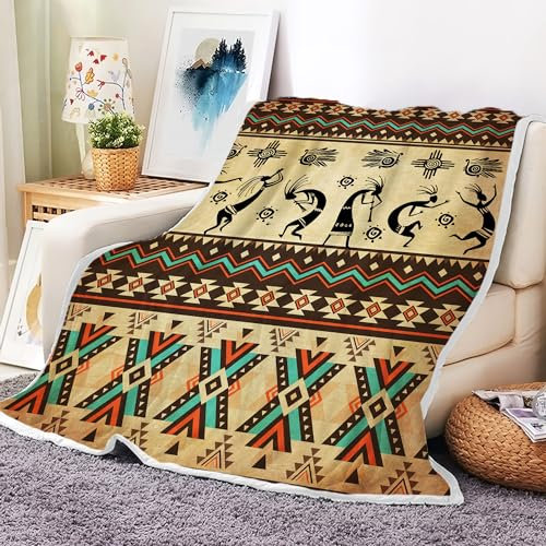 Southwestern Überwurfdecke, Azteken-Überwurfdecken, Südwest-Indianer-Überwurfdecke, Western-Ethno-Stammes-, Vintage-Flanelldecke, Boho-geometrische Retro-Decke für Couch, Bett, Stuhl, Dekoration,