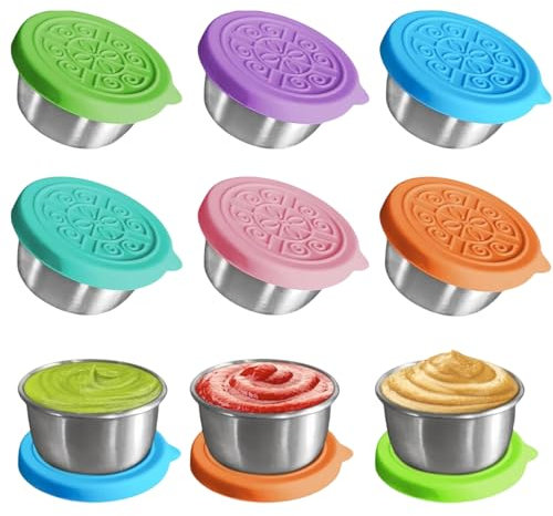 Contenitori Piccoli per Alimenti,6pc Mini Contenitori per Salse,Contenitori con Coperchio per Alimenti,Contenitore Ermetici per Alimenti Piccoli,Contenitori per Alimenti Acciaio Inox Riutilizzabile