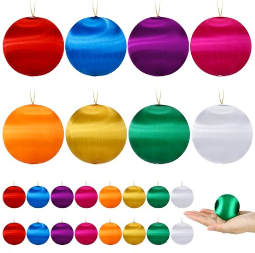 Syhood 24 Pcs Christmas Satin Balls Christmas Silk Ball Ornaments Satin Silk Xmas Tree Hanging for Xmas Tree Decor Holiday Party Decorations (Multicolor,2.2 Inch)