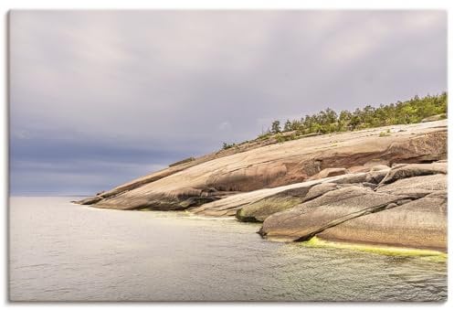ARTLAND Wanddeko Leinwand Bilder Wandbild 120x80 cm Maritime Deko Outdoor Meer Ostsee Küste Insel Blå Jungfrun Schweden U5HF