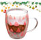 Tazas de Navidad | Taza de café aislada con asa, diseño de árbol de Navidad rojo, taza de vidrio decorativa para vacaciones y cumpleaños