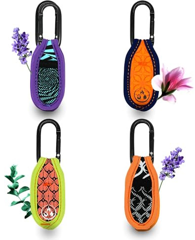 OLLEENO® Mückenschutz Clip Moskito Insektenschutz Anhänger für Outdoor Camping Wandern Sport Anti Mücken Clip aus Neopren (4 Stück + 4 Nachfüll-Pellets)