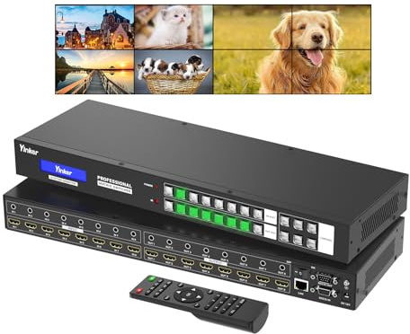 Yinker 4K30Hz HDMI Matrix Video Wall Controller 8x8 Rackmount Switch Splitter Unterstützt 2x2 Splicing & Audio Embedding & 90° 180° 270°Rotate & Web GUI & APP Control