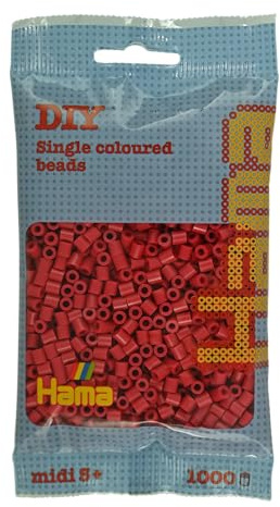 Hama Perlen Beutel | ca.1000 Midi Fuse Perlen | Mosaik Deko Kunst & Basteln für kreative Kinder ab 5 Jahren | Kirschrot
