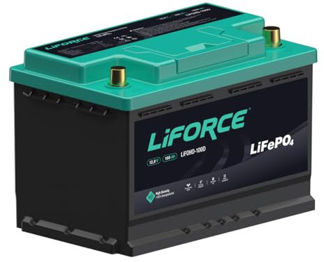LiFORCE 100Ah LiFePO4 12V Deep-Cycle-Versorgerbatterie, Solarbatterie für Camping, Boote und Windkraft