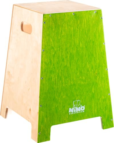 Nino Percussion Stackable Cajon, Green (NINO991GR) | Musical Instrument for Children from 3 Years, 32 x 44 x 32 cm, Baltic Birch Playing Surface