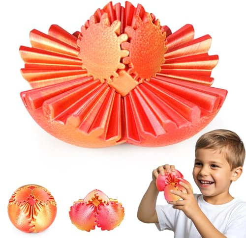 Gear Ball Fidget Spielzeug Steampunk Zahnrad Kugel Stressabbau Sensorisches Spielzeug autistische Kinder Erwachsene 3D Gedruckt Lustiges Geburtstagsgeschenk Weihnachten Ostern(Rot,6cm)