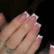 24Pcs French False Nails - False Nails Glitter Pink White Square Stick on Nails - Full Cover Press on Nails Short - French Fake Stick on Nail for Women and Girls Nail Art