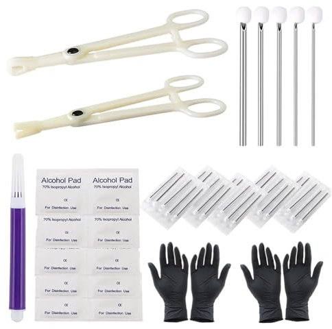 Rayyl 40 Stück Piercing Nadeln Set 12G 14G 16G 18G 20G Edelstahl Einweg Piercing Nadel und 2 Stück Piercing Clamps für Piercing Zubehör Set