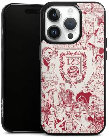 Slim Case extra dünn kompatibel mit Apple iPhone 14 Pro Silikon Handyhülle schwarz Hülle FCB 125 Jahre FC Bayern München Offizielles Lizenzprodukt