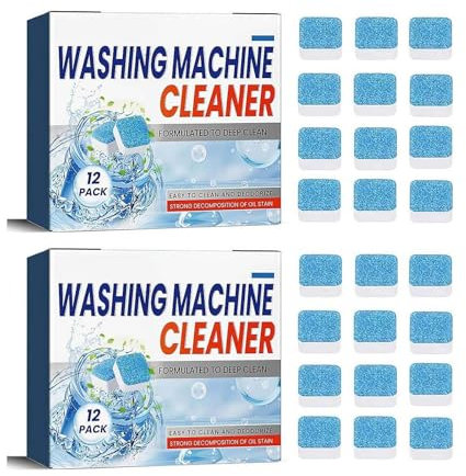 Washing Machine Cleaner Descaler,Washing Machine Cleaner Powder,Deep Cleaning Tablets for Front Loader & Top Load Washer,Clean Inside Drum and Laundry Tub Seal (2)