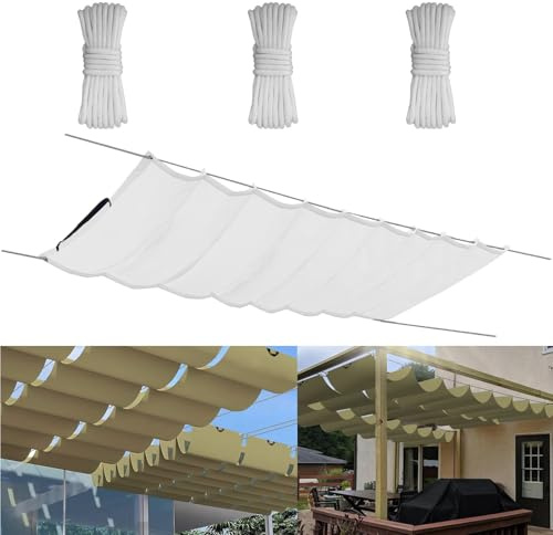 Einziehbare Welle Sonnensegel 0.9x3M, Verstellbar Aufrollbar Sonnenschutz Mit ösen, Spannmarkise Beschattung, Markise Wasserdicht Verstellbar Markisenstoff Für Terrassenüberdachung - Weiss