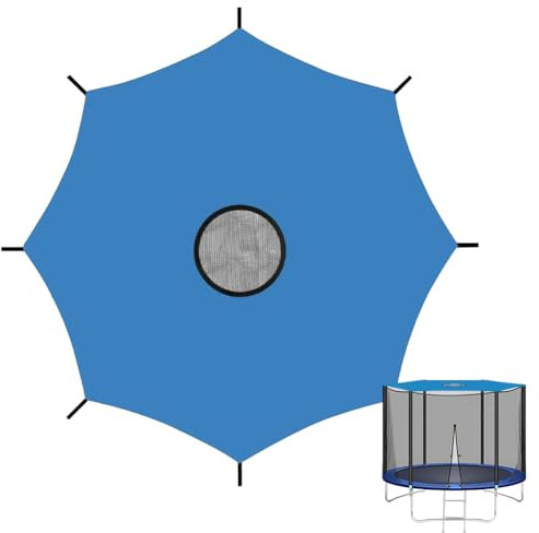 Housse de protection pour trampoline - Bleu - Diamètre 244/305 cm - Pour trampoline à 6/8 barres - Résistant aux UV - Imperméable - Accessoire de fitness (bleu-305 cm)