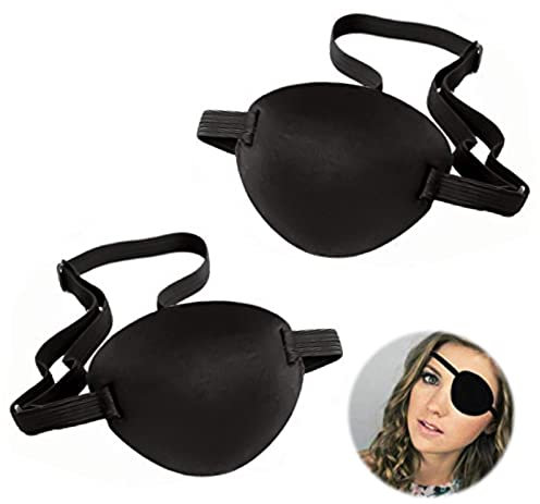 2 Pièces 3D Cache Oeil,Cache-œil médical réglable pour Adultes Et Enfants,Cache Oeil Pirate Médical Réglable pour Yeux Gauche ou Droit, Amblyopie Paresseuse Cosplay (Noir)