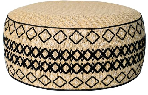 GLADTRAX Aufblasbarer Ottomane für den Außenbereich, mit Luftpumpe, Stickerei, Terrassen-Fußstütze, Hocker, D53,3 x 22,9 cm, runder Pouf mit tragbarem Griff, geeignet für Garten, Camping, Schlafzimmer