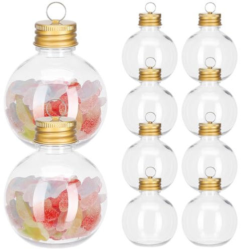 Operitacx 10pcs Christmas Booze Balls, 100ml Clear Plastic Fillable Ornaments for Crafts, Water Bottle Bulbs Clear Ornament Balls Christmas Tree Decorations for Xmas Home Party