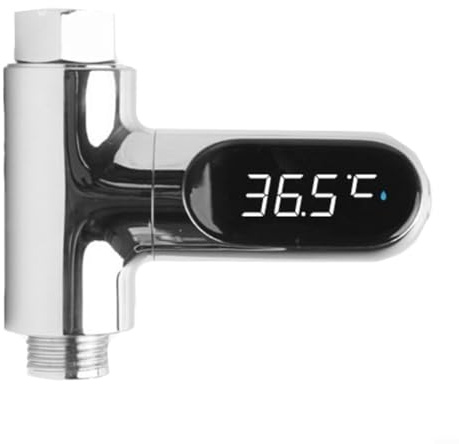 Sandyseptember Wassertemperatur-Monitor, digitales Duschthermometer, selbstbetriebener Wasserzähler mit LED-Anzeige für Zuhause, Badezimmer (zweite Generation)