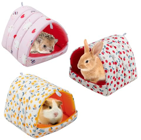 KEORHEZ 3 Meerschweinchen Bett Waschbar Kleintierhaus Meerschweinchen Kuschelhöhle Geeignet Für Hamster Kaninchen Igel Usw