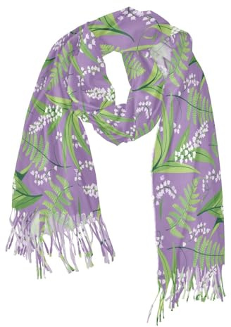 Yoogain Lilies and Farns Damen-Schal, Kaschmir-Imitat, Violett