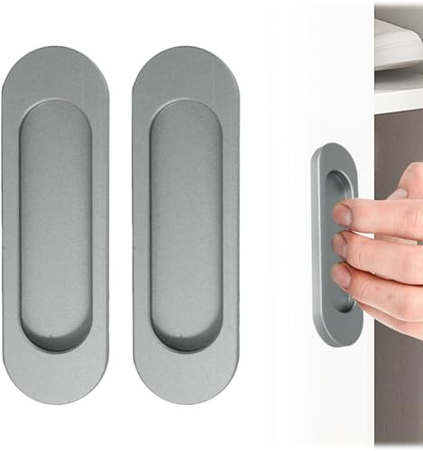 AYHYHLJZJ 2 maniglie autoadesive ovali scorrevoli in grigio ferro, autoadesive, design moderno per porte scorrevoli, finestre e armadi, 100 mm