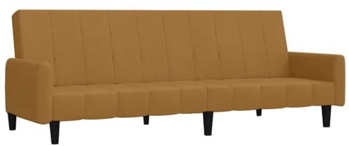 Schlafsofa, ausziehbar, 2-Sitzer, Sessel, Sofa, Wohnzimmer, Braun, Velours, 220 x 84,5 x 69 cm