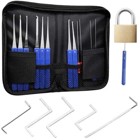 17-teiliges Werkzeugset mit Aufbewahrungstasche, Lock Picking Tool Set | Lockpicking Set mit präzisen Instrumenten für Einsteiger und Profis Schlösser und Sicherheitssysteme