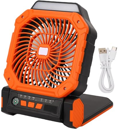 Naroote Ventilateur de Camping Solaire 7800 MAh, Ventilateur Portable Rechargeable à Piles avec 4 Vitesses, 3 Modes D'éclairage LED, Banque d'alimentation, pour Camping en Plein Air,