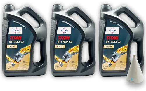 Fuchs Titan GT1 Flex C2 0W-30 | 15 L | kompatibel mit BMW LONGLIFE-12 FE | MB 227.61 | MB 229.61 | Motorenöl | Motoröl | Ölwechsel | Öl | SAE 0W30 |