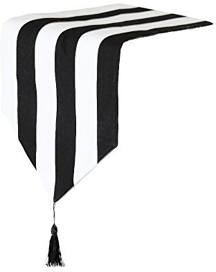 Tong Yue Western Classic Tischläufer, gestreift, 30,5 x 160 cm, Schwarz / Weiß