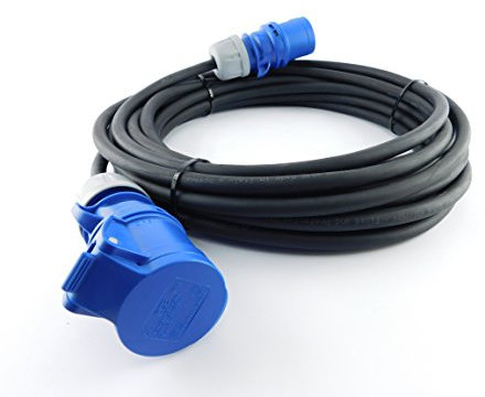 NWP CEE-Verlängerung 15m 230V 16A, Schwarz, IP44, 3x2,5mm² - Gummischlauchleitung, Verlängerungskabel für Camping, Wohnwagen, Boot, Caravan, Märkte