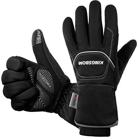KINGSBOM -40°F Wasserdicht & Winddicht Handschuhe – 3M Thinsulate Winter Touch Screen Warme Handschuhe – zum Radfahren, Reiten, Laufen, für Outdoor-Sport – für Frauen und Männer – Schwarz (XL)