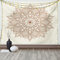 ABAKUHAUS Retro Wandteppich und Tagesdecke, Blumen-Spitze aus Weiches Mikrofaser Stoff Waschbar ohne Verblassen Digitaldruck, 230 x 140 cm, Braun Elfenbein