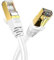 VEEtOP Cable Ethernet Cat 8 de Red con Conectores rj45 Oro para 40 Gigabit Internet LAN 0,25m Blanco