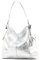 modamoda de T185 Damen Leder Schultertasche Handtasche handmade in Italy, Farbe:Silber
