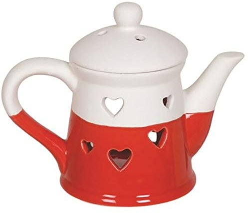 Aroma Accessories Teapot Wax Melt Burner - Hearts - Red