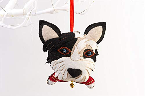 Potty Feet Daisy n Jack Handmade Dog - Christmas Tree Hanging Decoration - Felt Large 16 cm