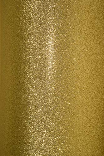 Netuno 5 Blatt Glitzer Karton Gold DIN A4 21 x 29,7 cm 210g Aster Glitter Karton golden glänzend Bastelbogen mit Glitzer zum Basteln und Dekorieren für Weihnachten Ostern Hochzeit Geburtstags-Party