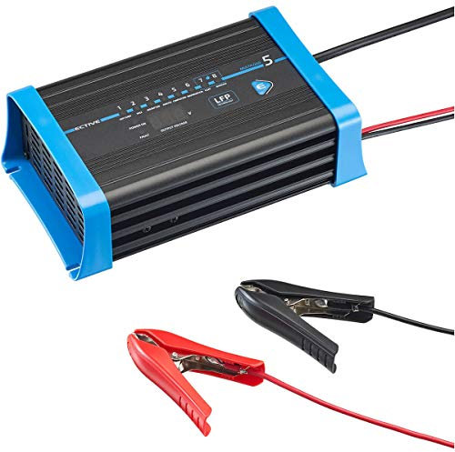 ECTIVE - Multiload 5 LFP Batterie Ladegerät 5A 12V für Lithiumbatterien - Autobatterie Ladegerät 8 Ladestufen & LED Anzeige - Batterieladegerät mit Sicherheitsfunktionen für Auto, Motorrad, LKW UVM.