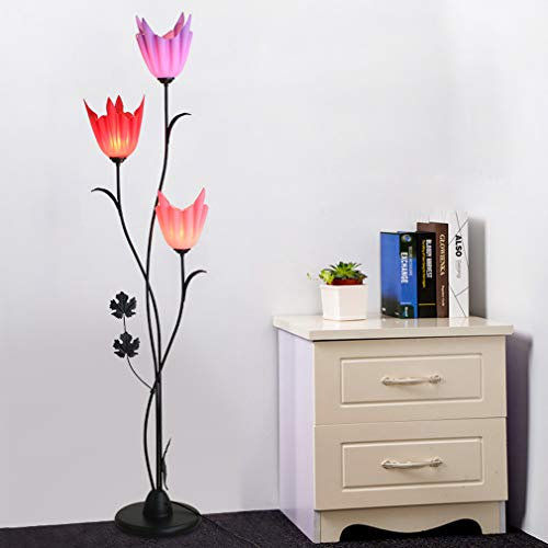 HKLY Lampadaire Décoration E27, Design Créatif en Forme de Fleur Lampadaire sur Pied Salon, Lampadaire Métal Noir Moderne Abat-jour en acrylique Interrupteur pied pour Salon, Chambre, Bureau