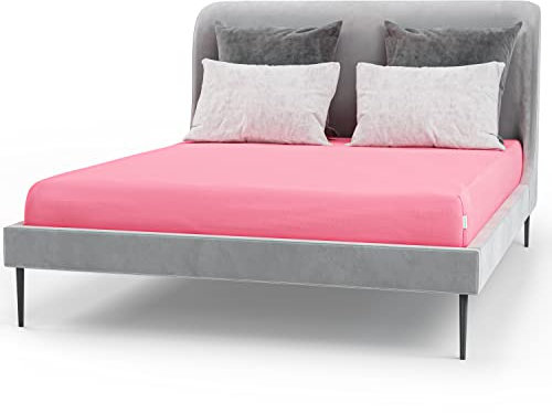 Bascuda® Deep Fitted Sheet Single Bed | 90x200cm with 30cm Depth| 100% Turkish Jersey Cotton Bed Sheets | Breathable & Easy Wash Single Fitted Sheet | Wrinkle Resistant | No Iron Needed | Pink