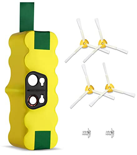 14,4V 5000mAh Ni-MH Batería de Remplacement para Roomba Series 500 600 700 800 con Accesorios de 4 Cepillos y 2 Tornillos