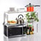 Extensible para Microondas Mueble microondas Rejilla para microondas Rack de Almacenamiento ​de Horno Estante para Horno de sobre encimera de Cocina Estantería de Cocina con 6 Ganchos (Plata)